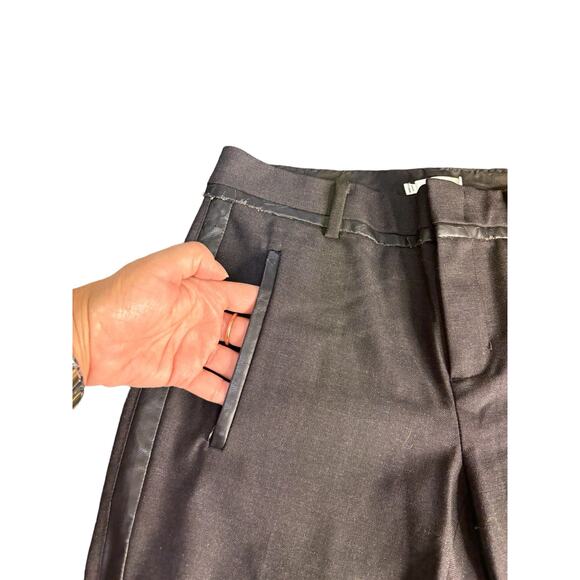Vince Black Wool Faux Leather Piped Trouser Pants Skinny Womens 0 - Picture 13 of 14